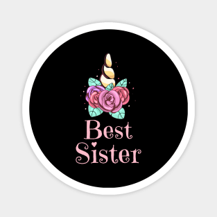 Best Sister Siblings Unicorn Family Floral Magnet